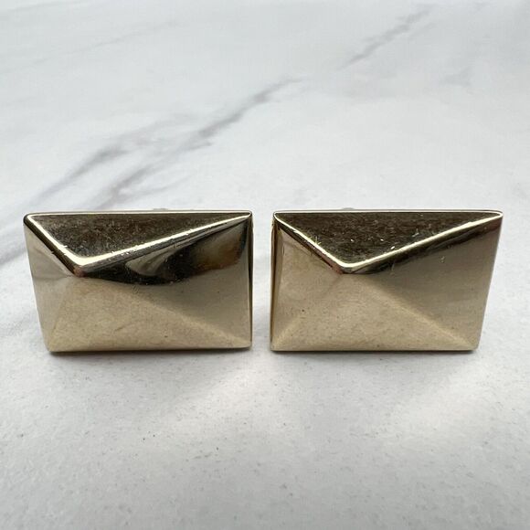 Hickok USA Vintage Gold Tone Pyramid Cufflinks - Picture 1 of 6